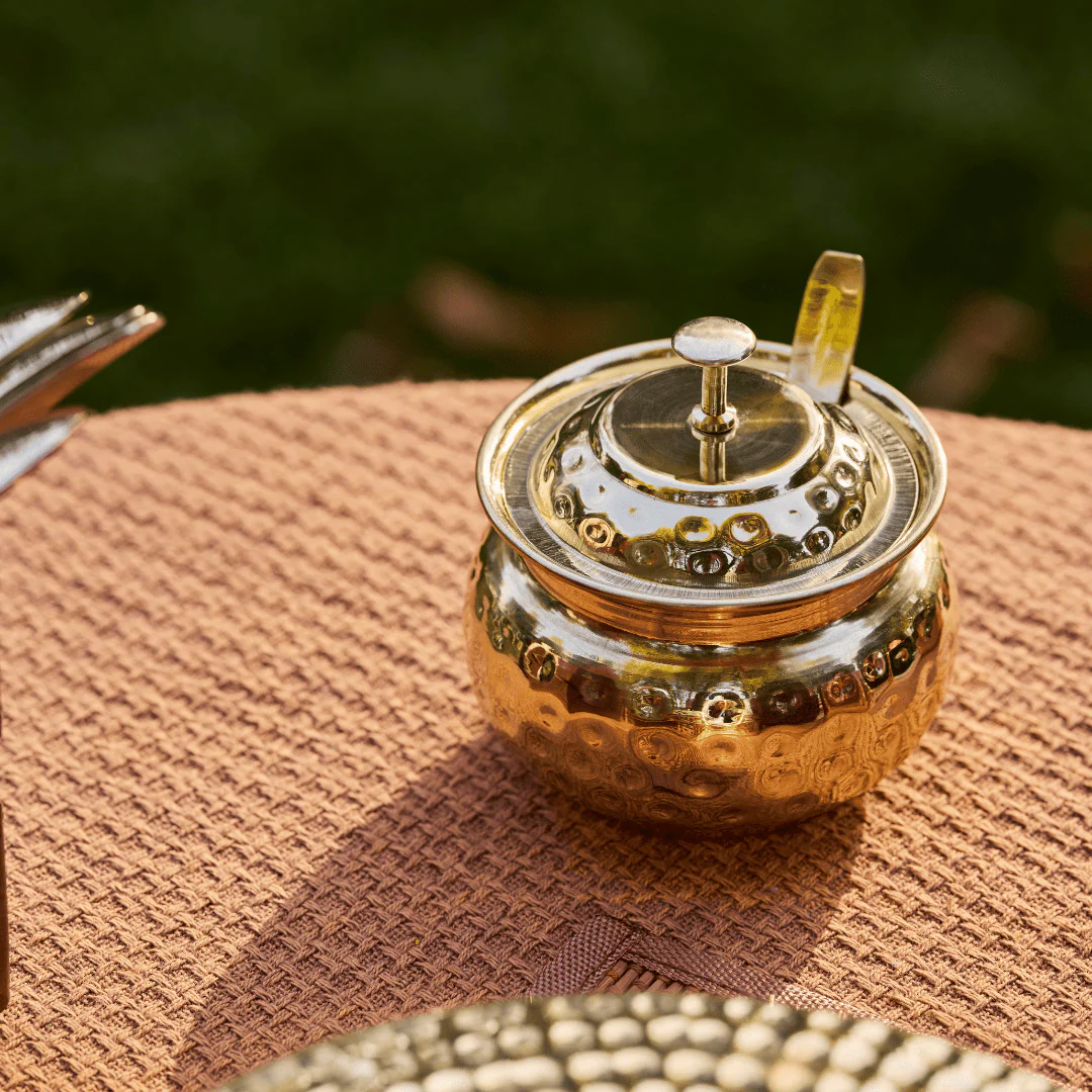 Brass Dosa Tawa with Insulated handles And Brass Ghee Pot Combo - Image 11