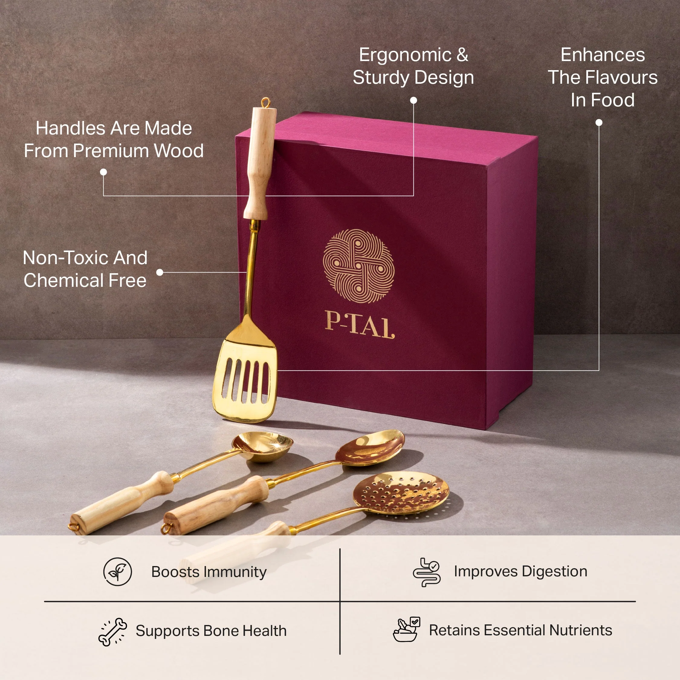 Brass Ladle Set - Set of serving and cooking ladles - Image 3