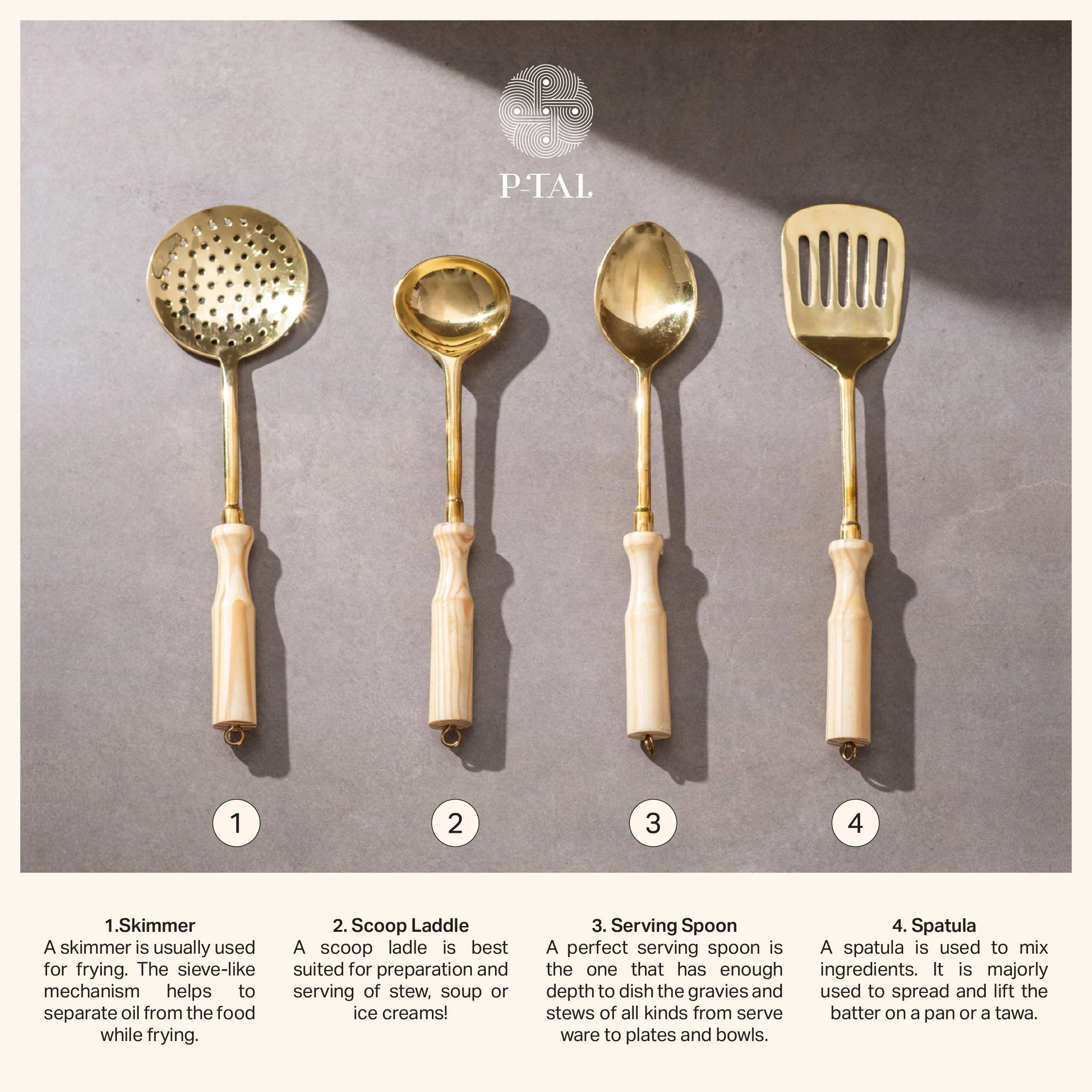 Brass Ladle Set - Set of serving and cooking ladles - Image 4