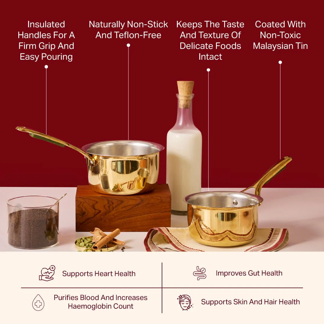 Brass Saucepan with insulated handle - Image 3