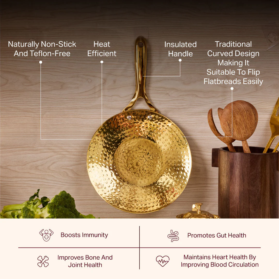 Brass Roti Tawa with Insulated handles- Tawa/Griddle Pan - Image 3
