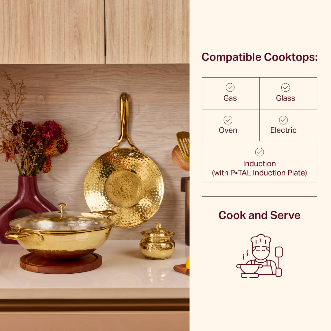 Brass Roti Tawa with Insulated handles- Tawa/Griddle Pan - Image 7