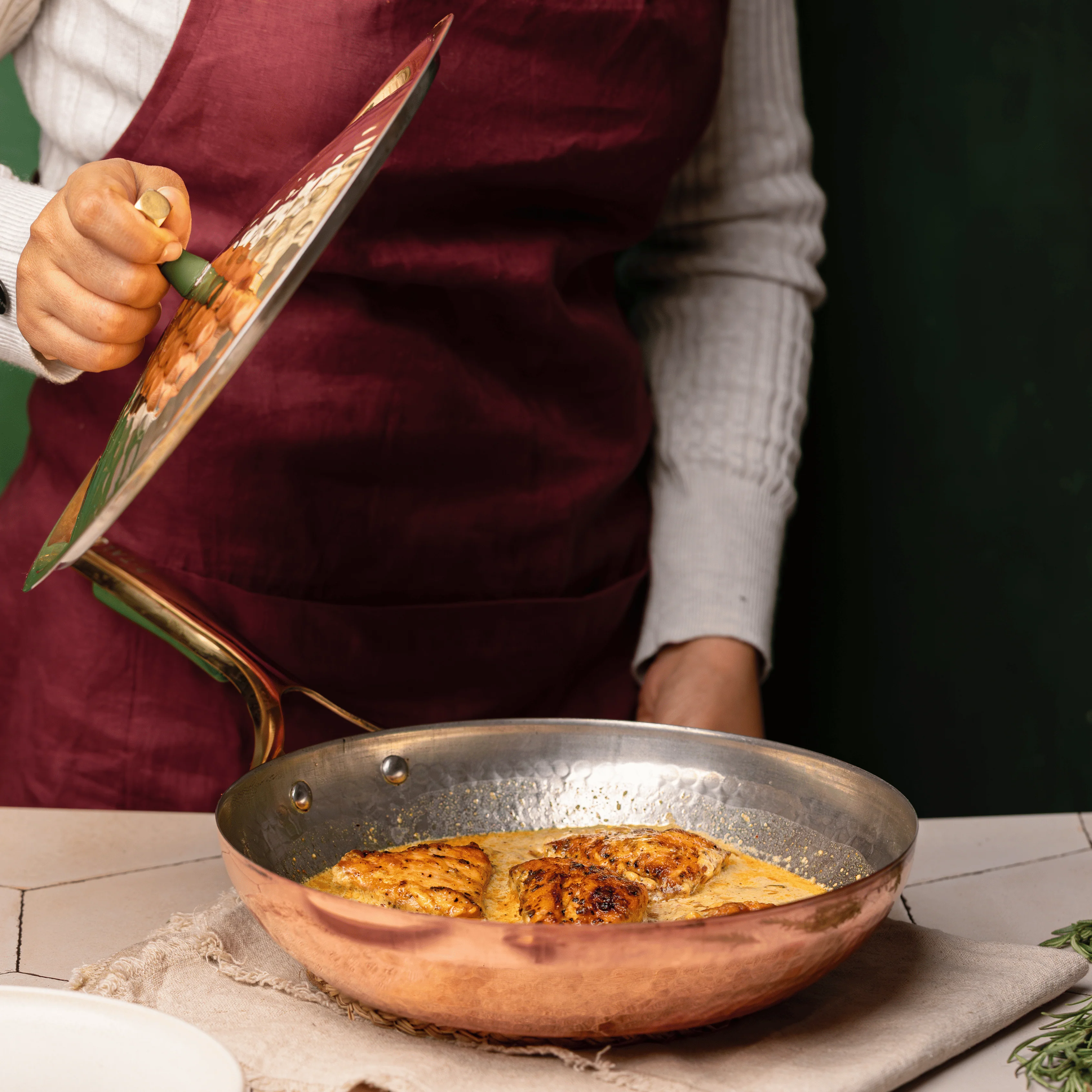 Copper Frying Pan (Frypan with Insulated Brass Handle - Saute Pan) - Image 11