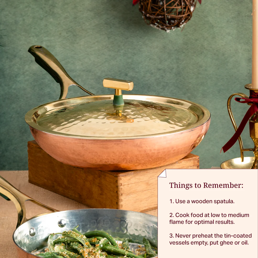 Copper Frying Pan (Frypan with Insulated Brass Handle - Saute Pan) - Image 4